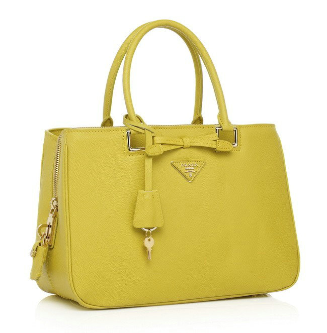 2014 Prada saffiano calfskin tote BN2244 lemonyellow